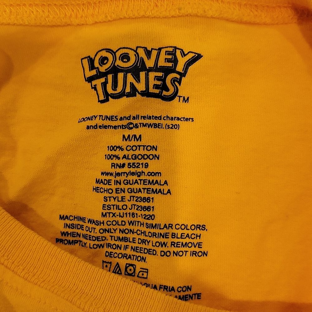 Looney Tunes Graphic Long Sleeve Tee Yellow Y2K Cartoon Shirt Medium - Picture 5 of 8
